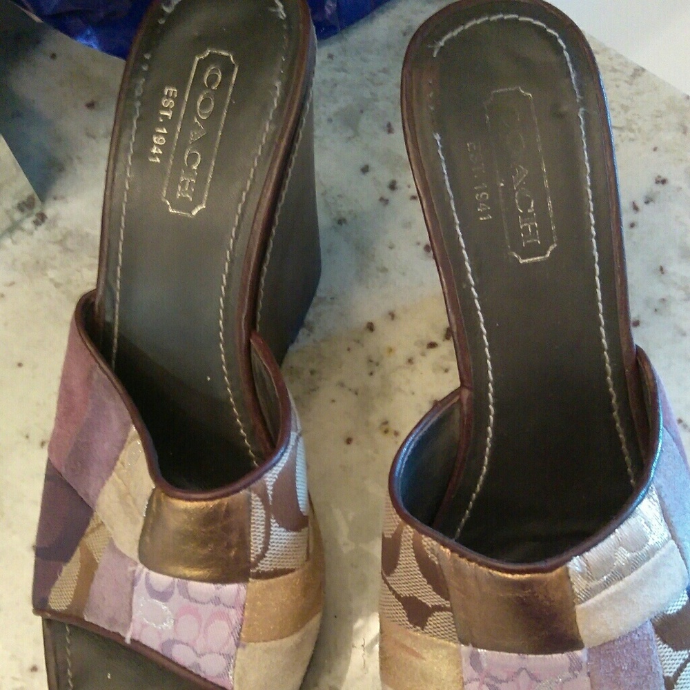 Authentic Coach Patchwork Leather/Suede Wedges - image 7